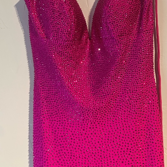 Sherri Hill Sparkling Fuchsia Gown - Picture 3 of 12
